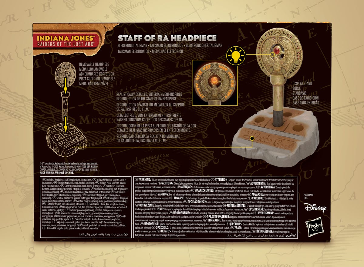 The box for the The Headpiece of the Staff of Ra, the latest Indiana Jones toy from Hasbro.