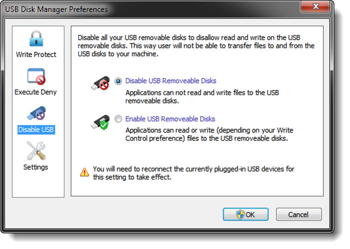 USB Disk Manager disable USB