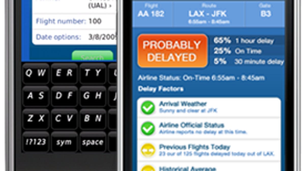 FlightCaster on iPhone, BlackBerry