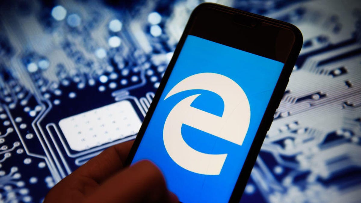 Microsoft Edge logo is seen on an android mobile phone