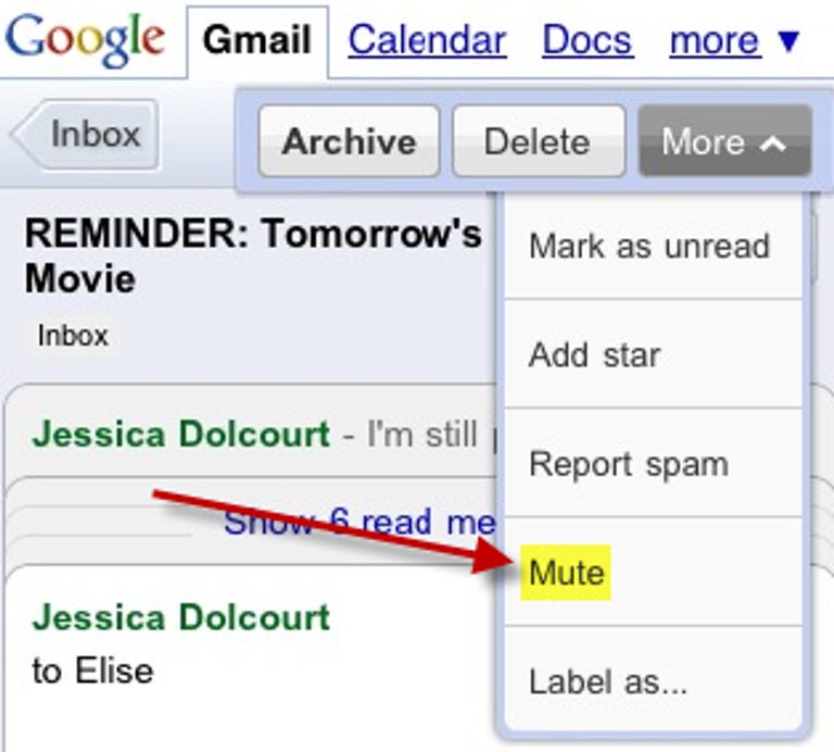 Gmail 'mute' on iPhone, Android