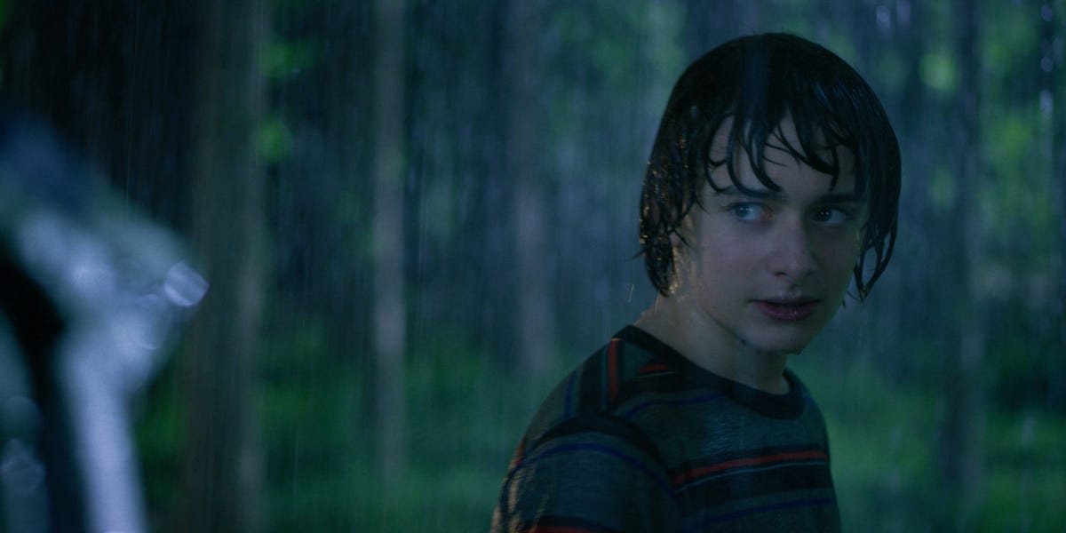 Will has soaked hair and a spooked look in season 1