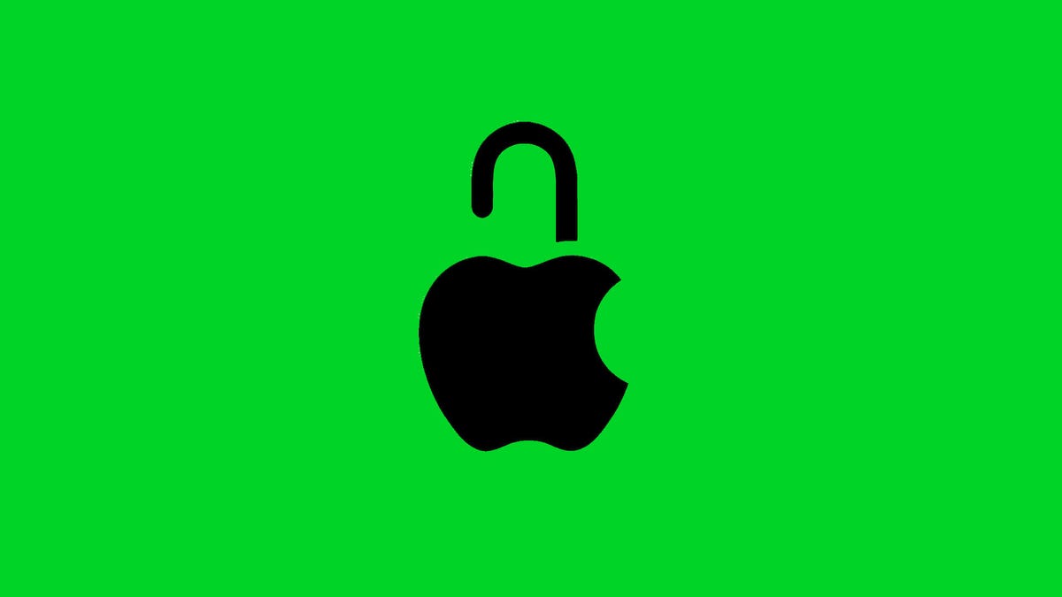 Silhouette of the Apple logo made up as a padlock