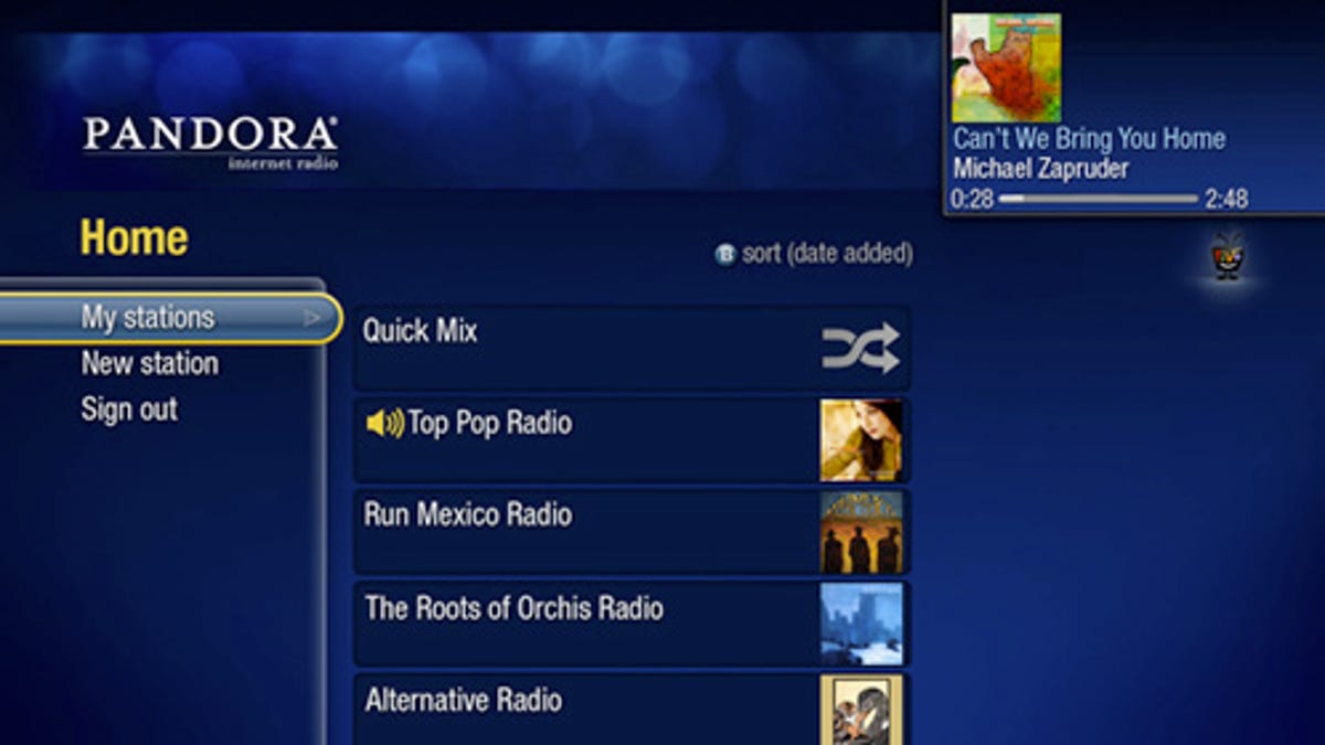 Pandora running on TiVo.