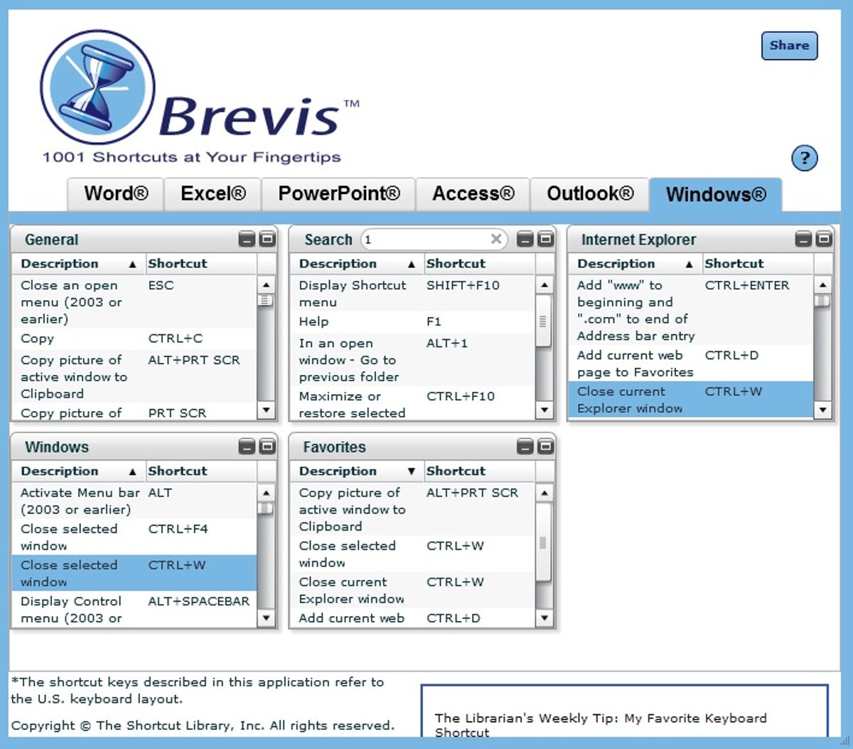 Brevis keyboard-shortcut utility