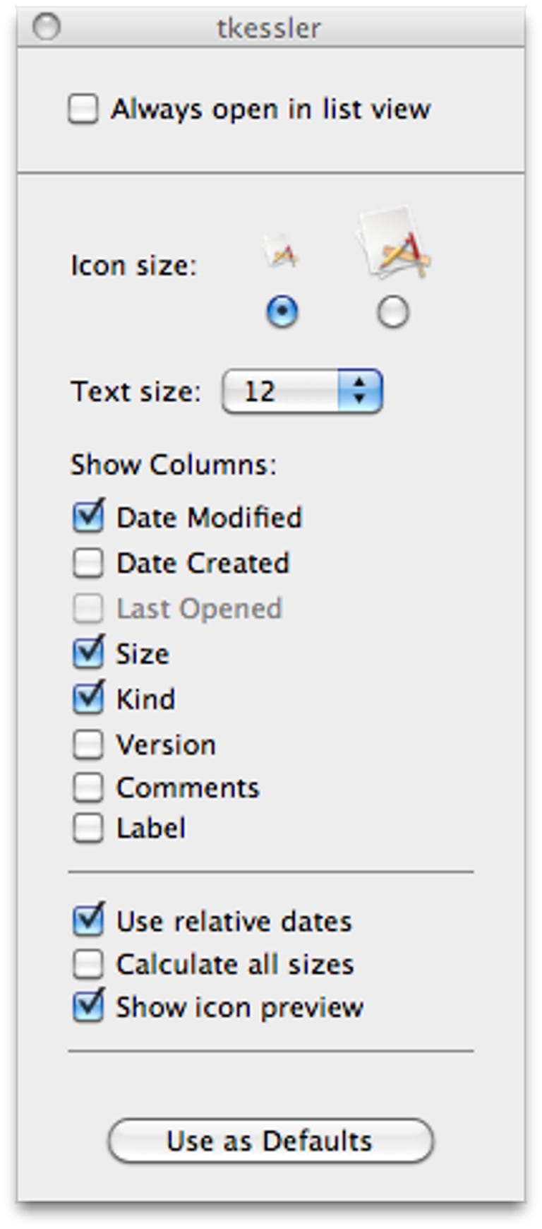 Finder View Options