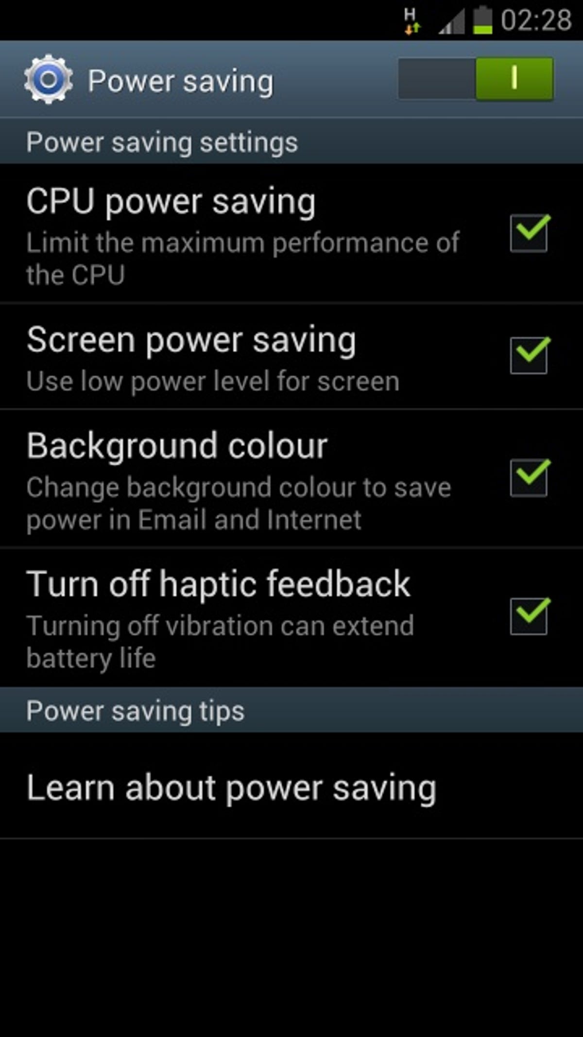 Samsung Galaxy S3 battery life: power saving