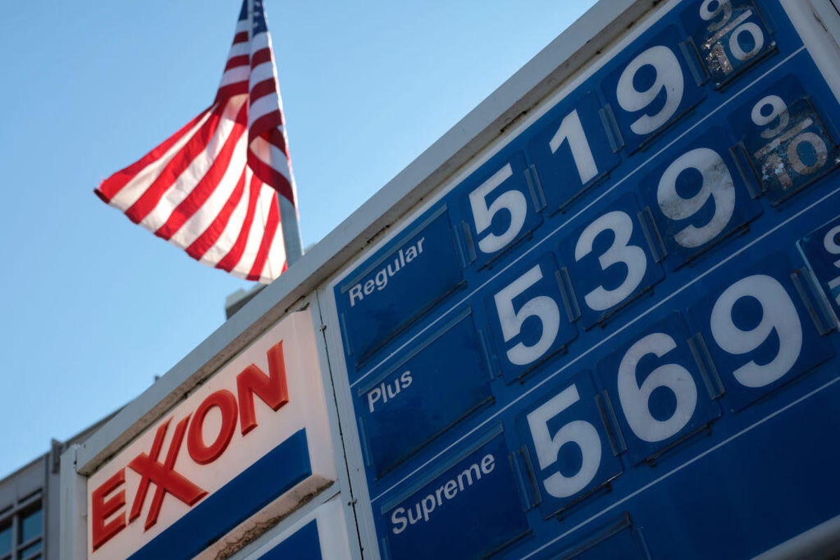 A Washington, DC, gas station shows gas prices above $5 a gallon.