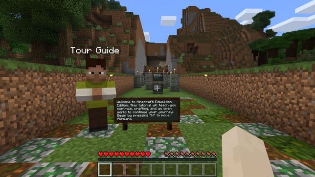 A tutorial world gives students and teachers an introduction to Minecraft Education Edition.​
