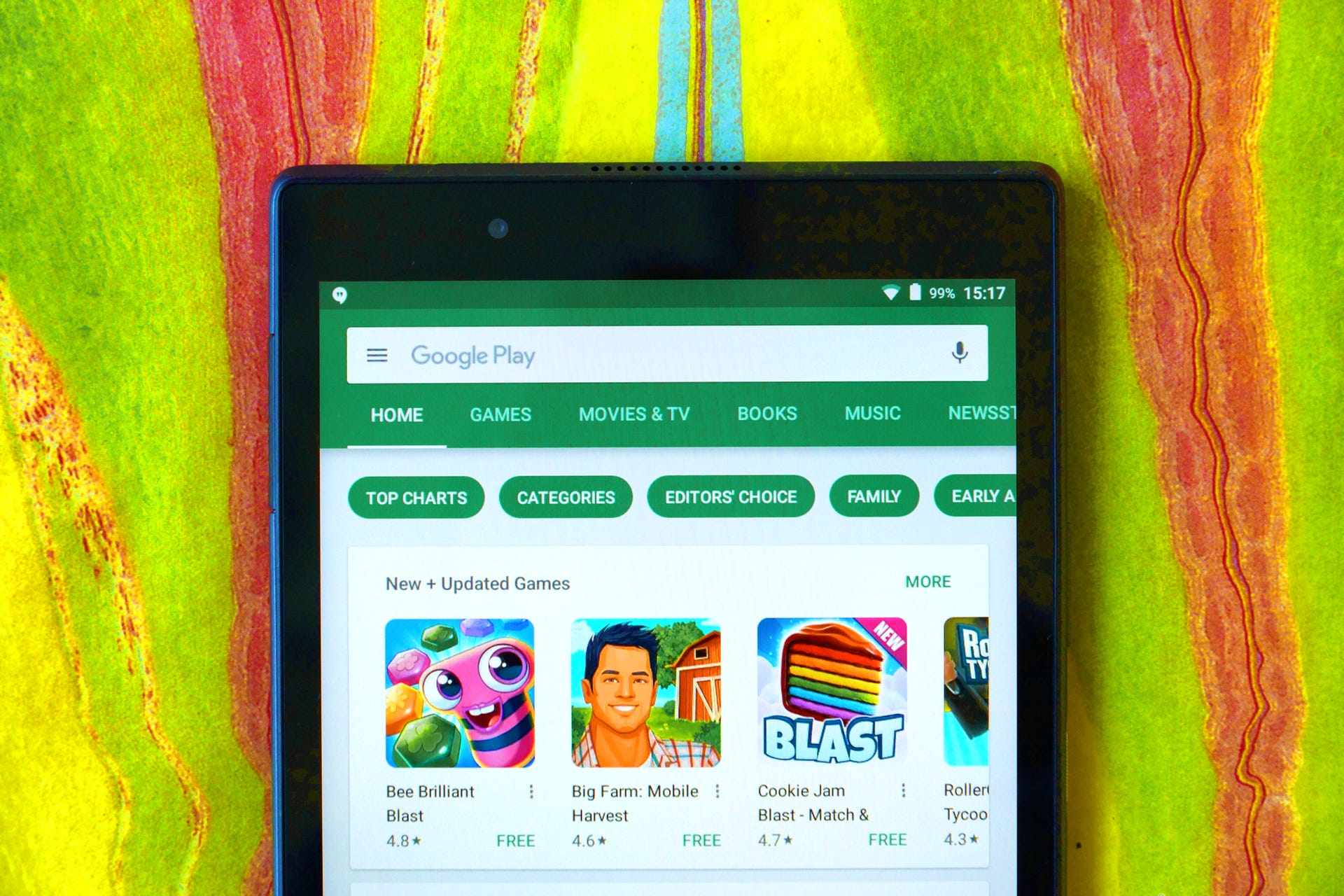 The Google Play Store, shown on a phone