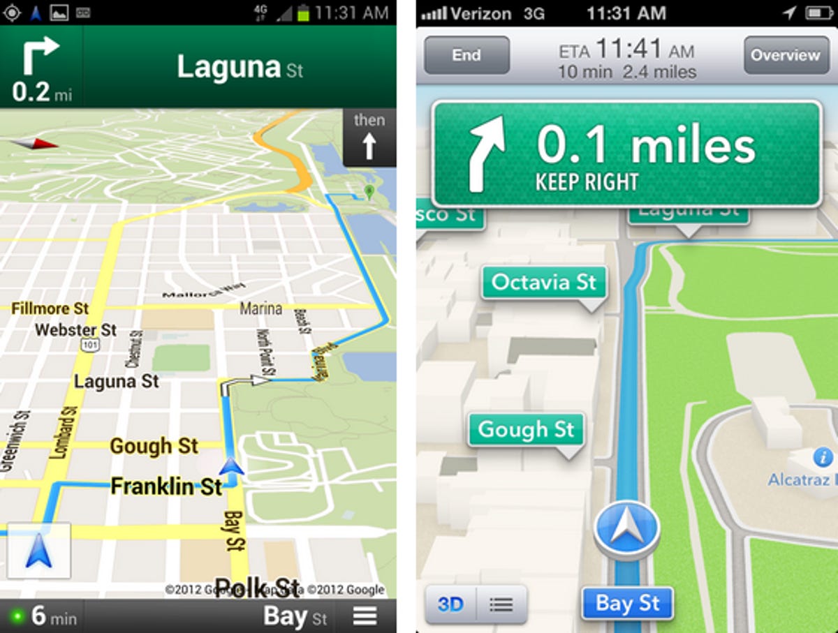 Google and Apple Maps apps