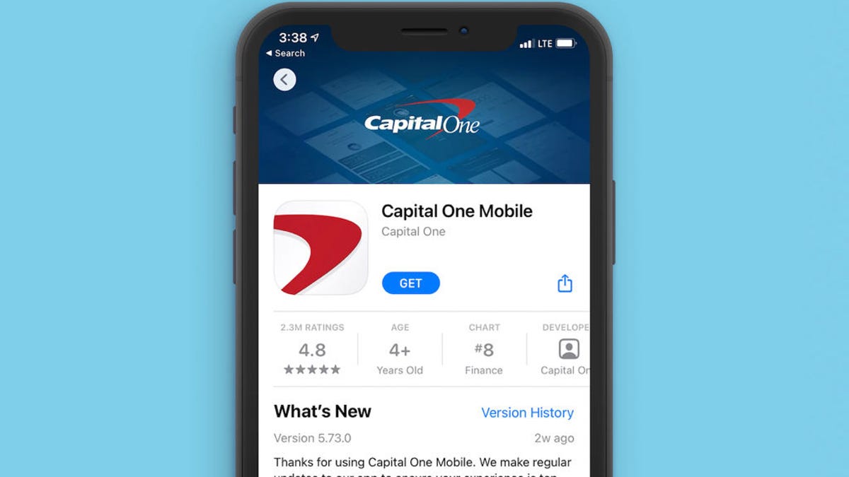 Capital One app on smartphone