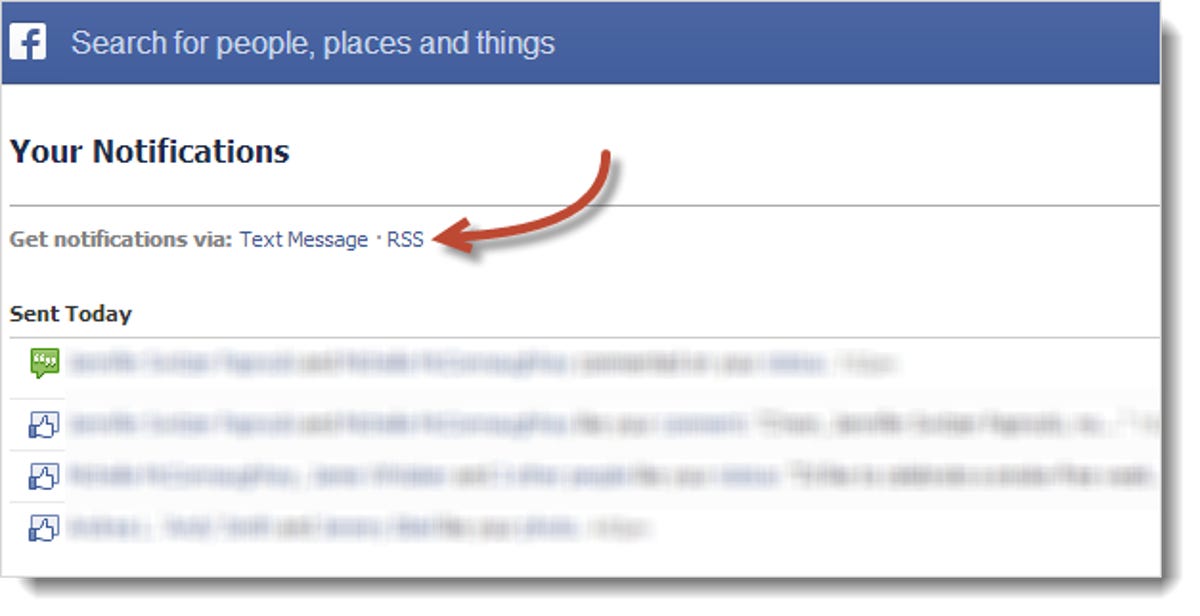 Facebook RSS notifications