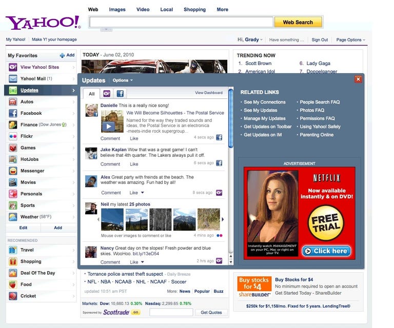 Yahoo-Facebook integration