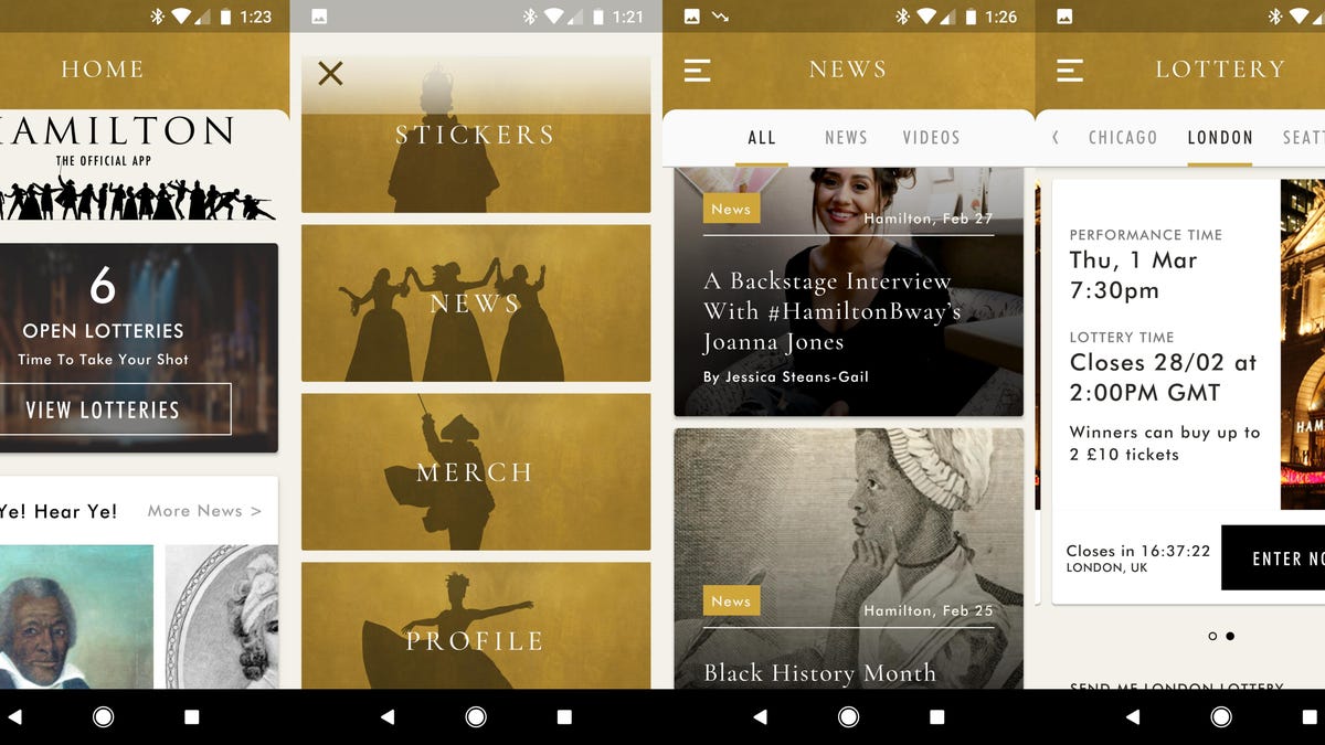 The app for the Hamilton musical is written with Google's Flutter programming tools for iOS and Android apps.