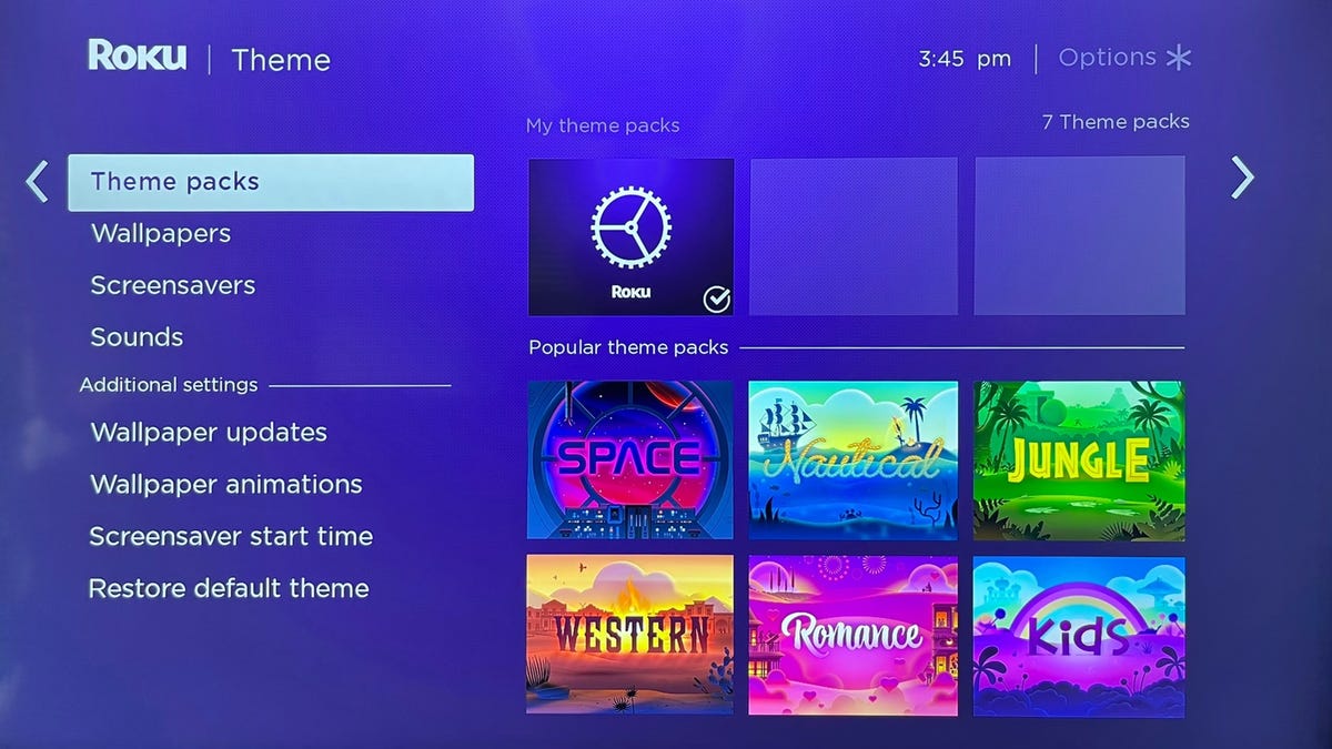 Roku theme menu screen
