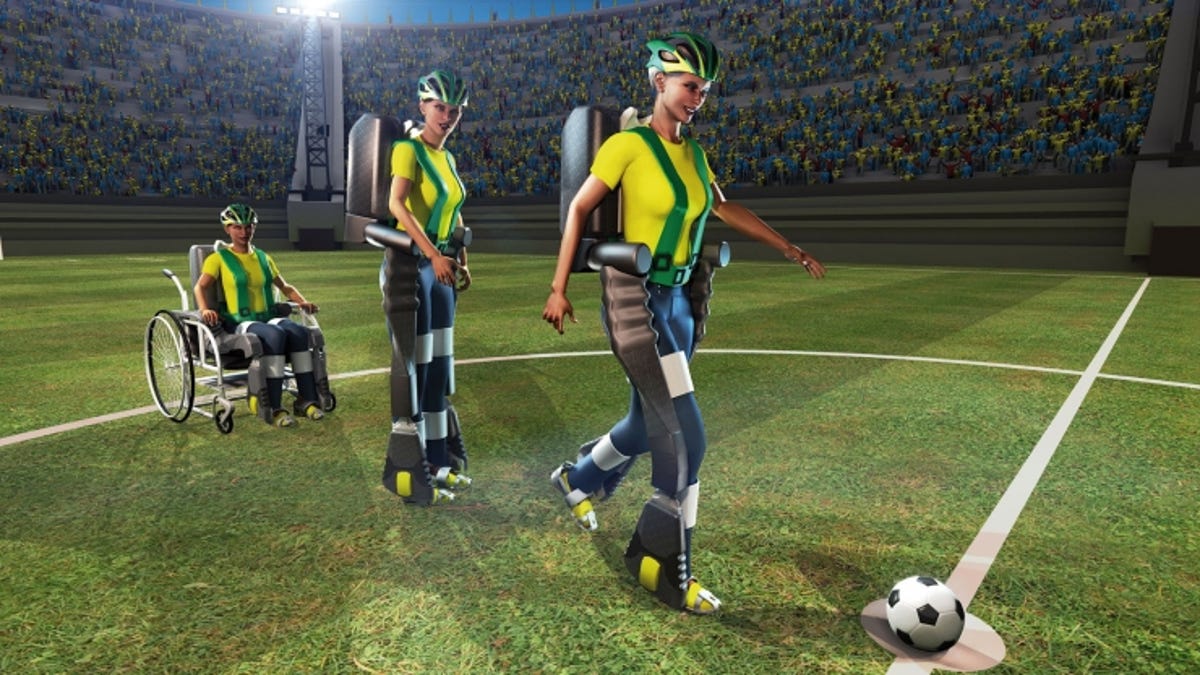 Using a sophisticated mind-controlled exoskeleton, a paralyzed teen will kick the first ball at the upcoming World Cup 2014 soccer tournament in Brazil.