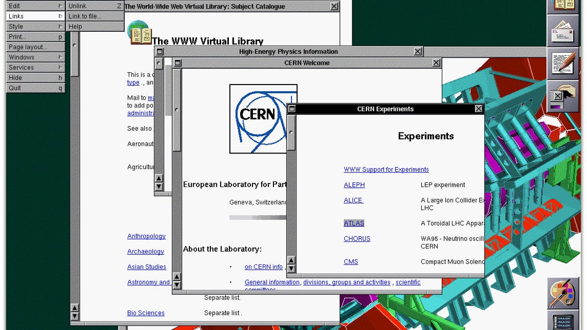 CERN's original Web browser running on a NeXT machine in 1993