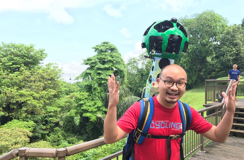 Trying out Google's heavy Street View Trekker backpack
