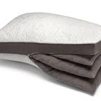 A cross section of the Sleep Number Comfortfit Pillow unzipped and showing three removable inserts.