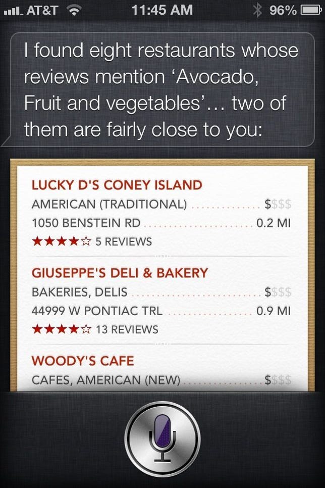 This is what happens when you ask Siri to identify an avocado. She's just not built for certain kinds of questions.