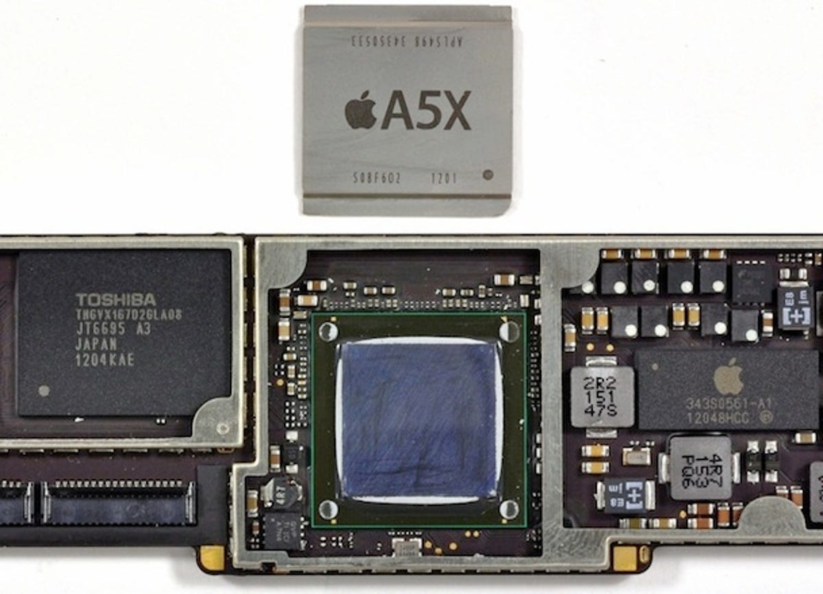 iPad's A5X chip and main circuit board.