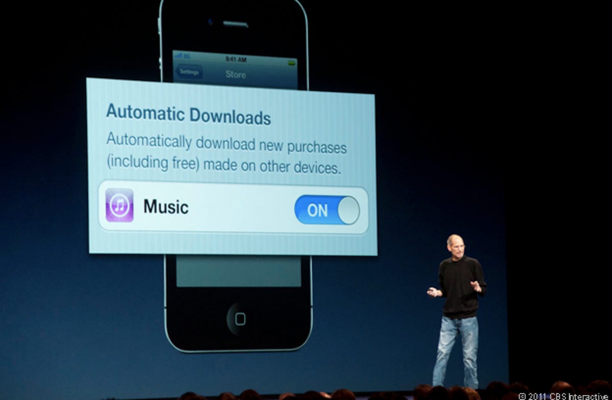 Late Apple CEO Steve Jobs unveils iCloud's music-syncing feature in San Francisco in 2011.