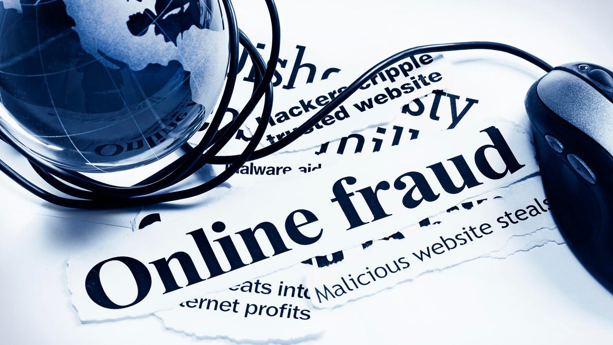 An image of a computer mouse and the words "online fraud."