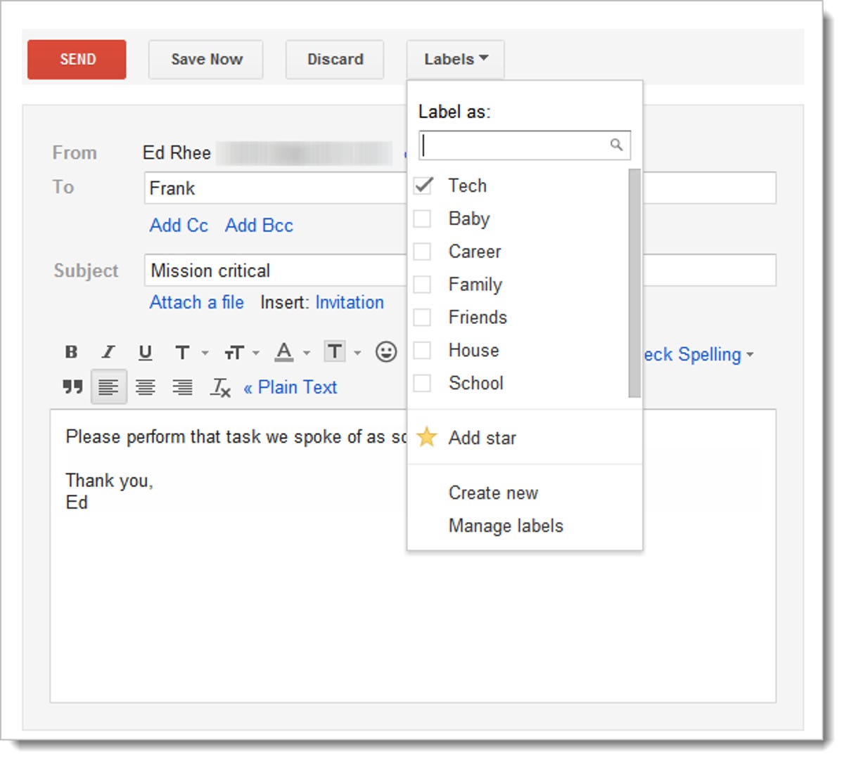Pre-label or star Gmail messages