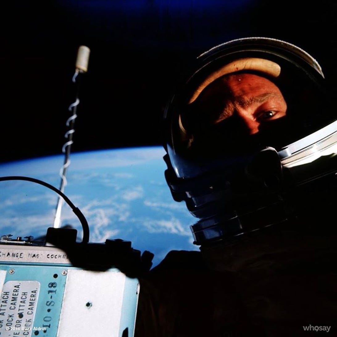 Buzz Aldrin space selfie