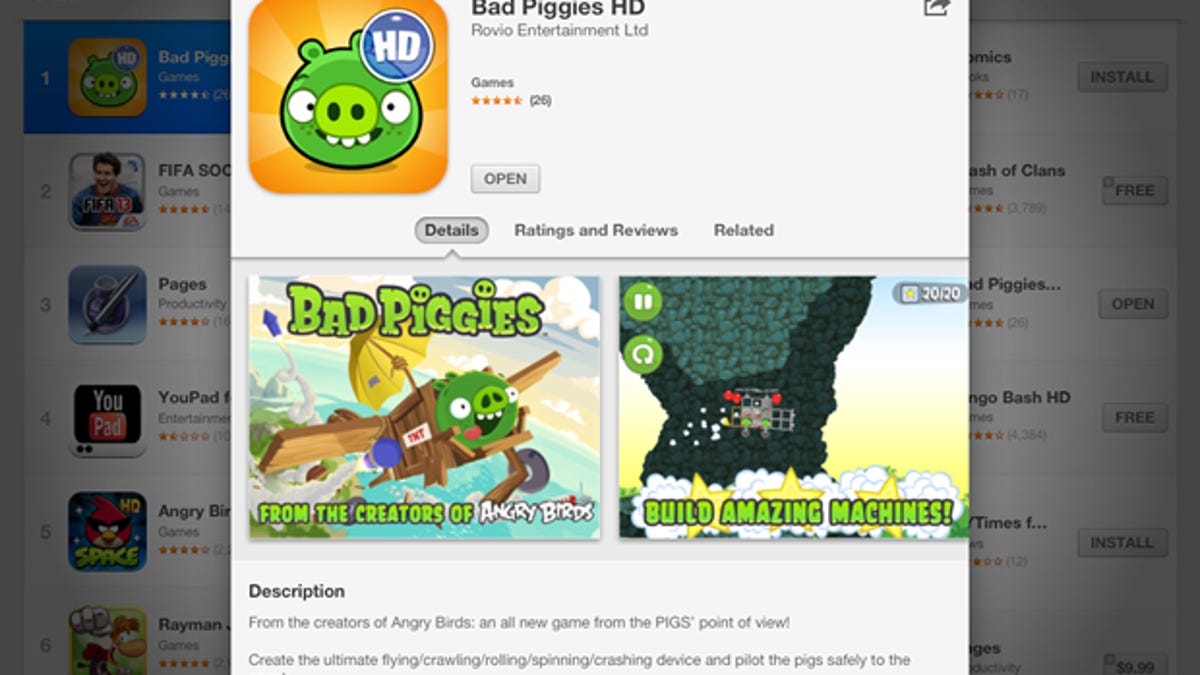 Bad Piggies is tops on the iOS farm.