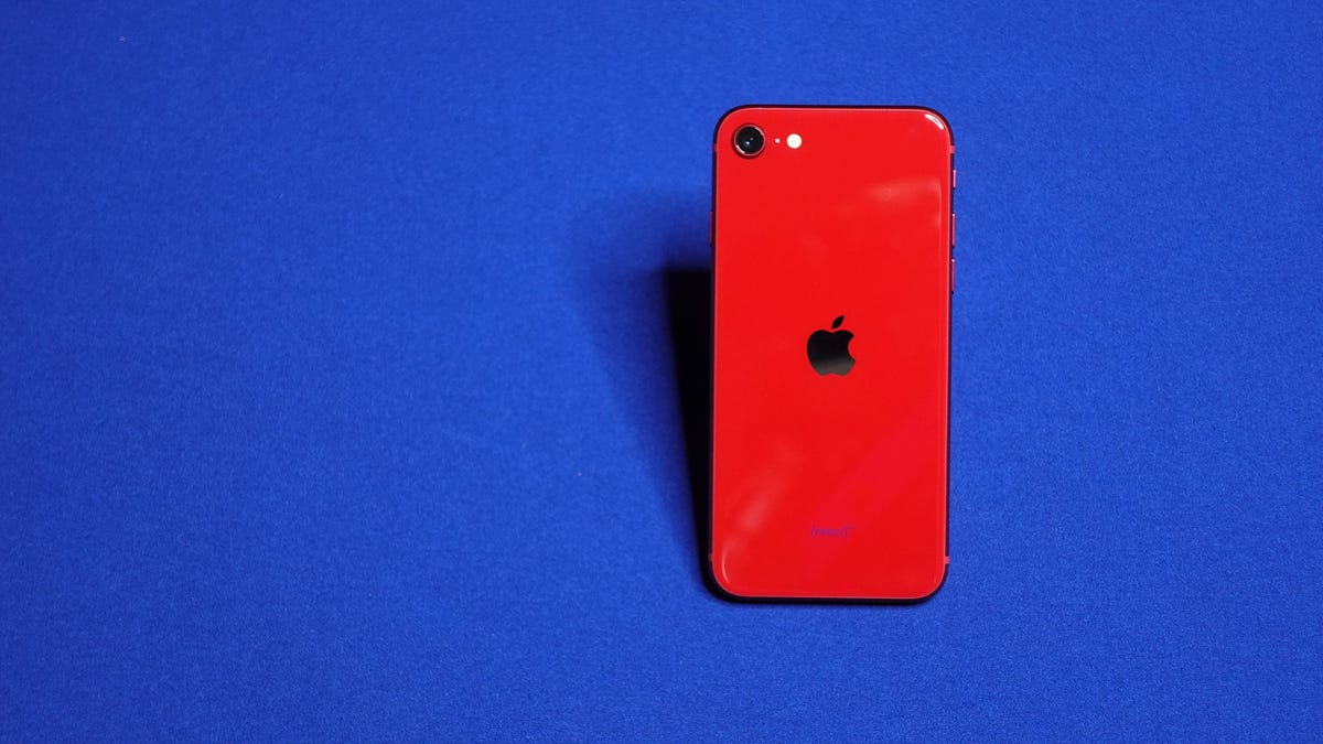 An iPhone with a red body