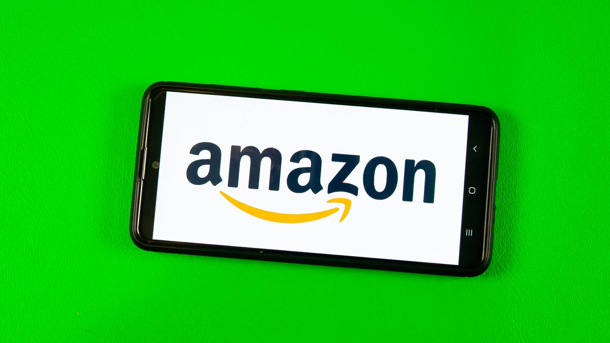 Amazon logo on a phone screen.