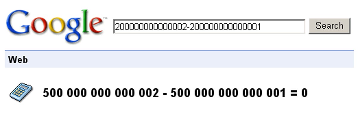 Google's calculator has troubles with some large numbers.