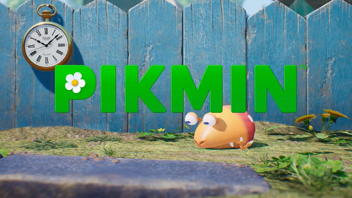 Pikmin 4 logo over a sleeping Bulborb
