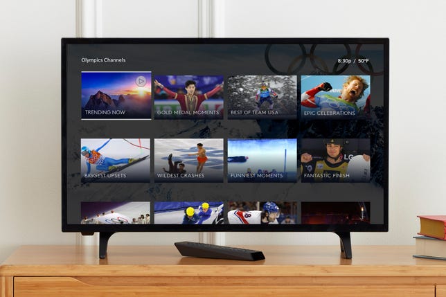 A TV shows virtual channel options for watching the Winter Olympics