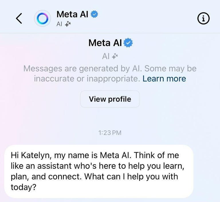 Screenshot of Meta AI chat on Instagram
