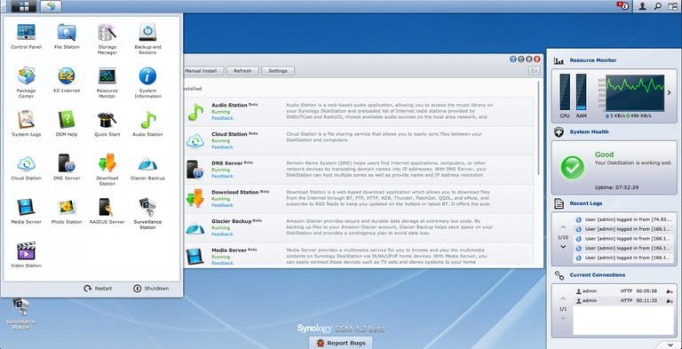 DSM offers a Web interface that resembles a native GUI of an operating system, both in terms of look and functionality.