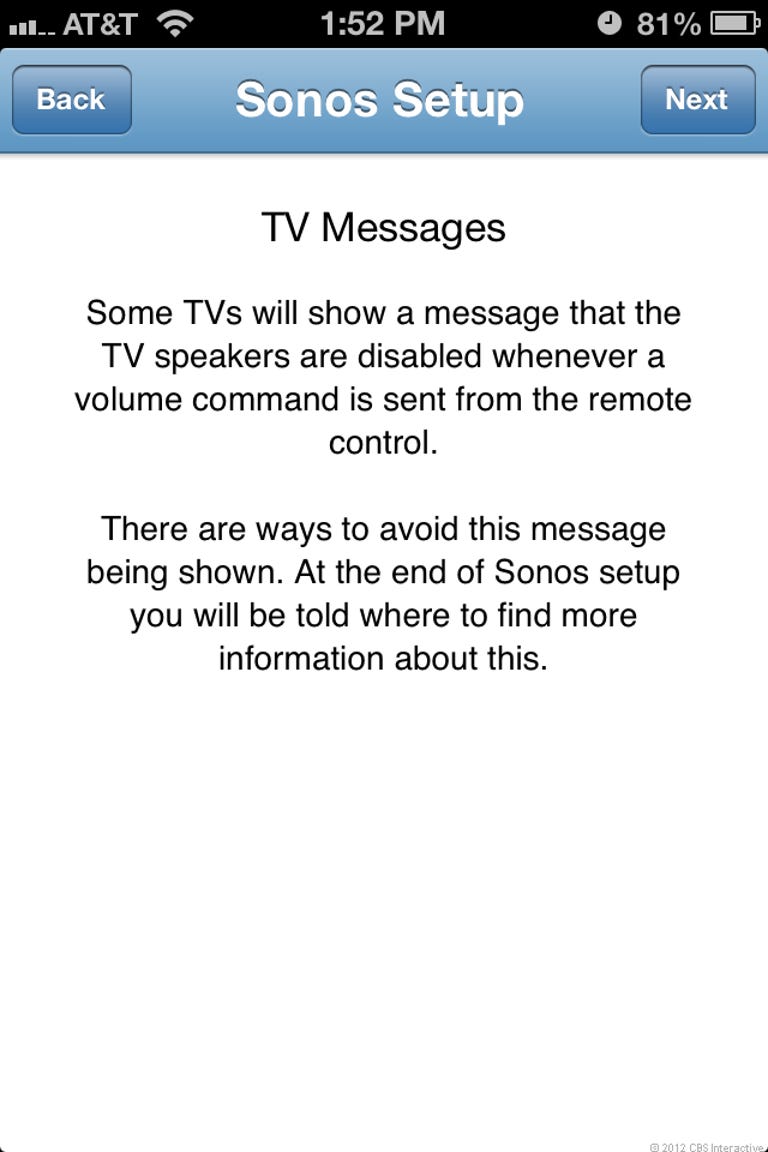 Sonos remote warning