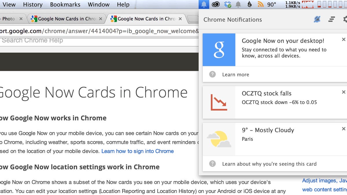 Google Now notifications have arrived in early test builds of Chrome.