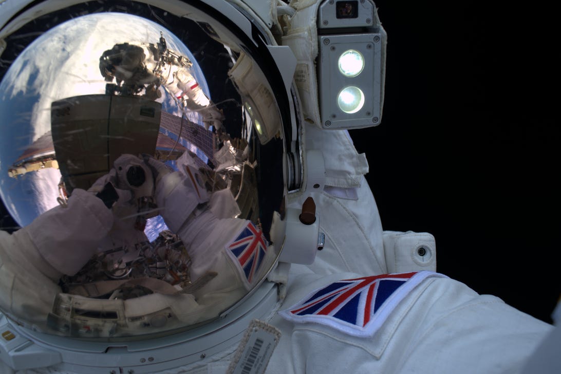 Tim Peake spacewalk selfie