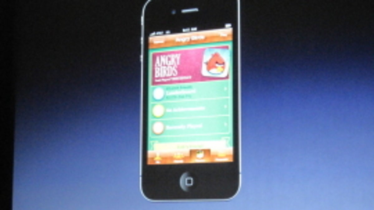 Game Center in action at Apple's most recent press event.