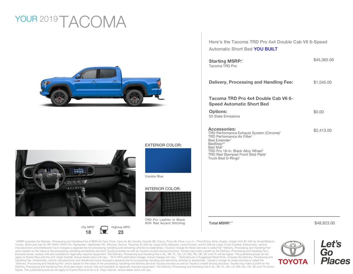 2019 Toyota Tacoma TRD Pro build
