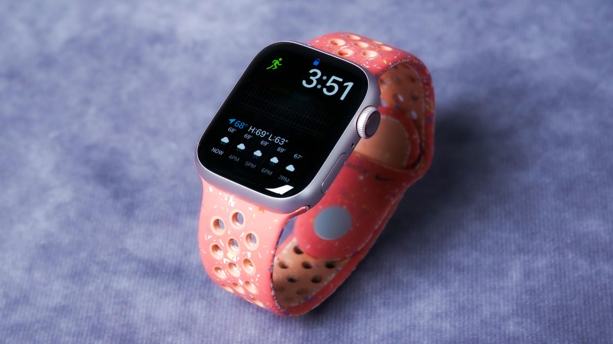 The Apple Watch Series 9 against a gray background