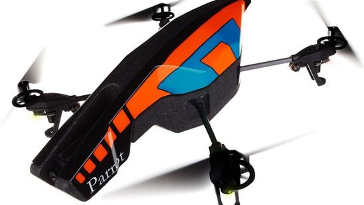 The 2nd-gen Parrot quadcopter features a built-in HD camera.