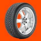 Yokohama Parada Spec-X tire pictured on an orange background