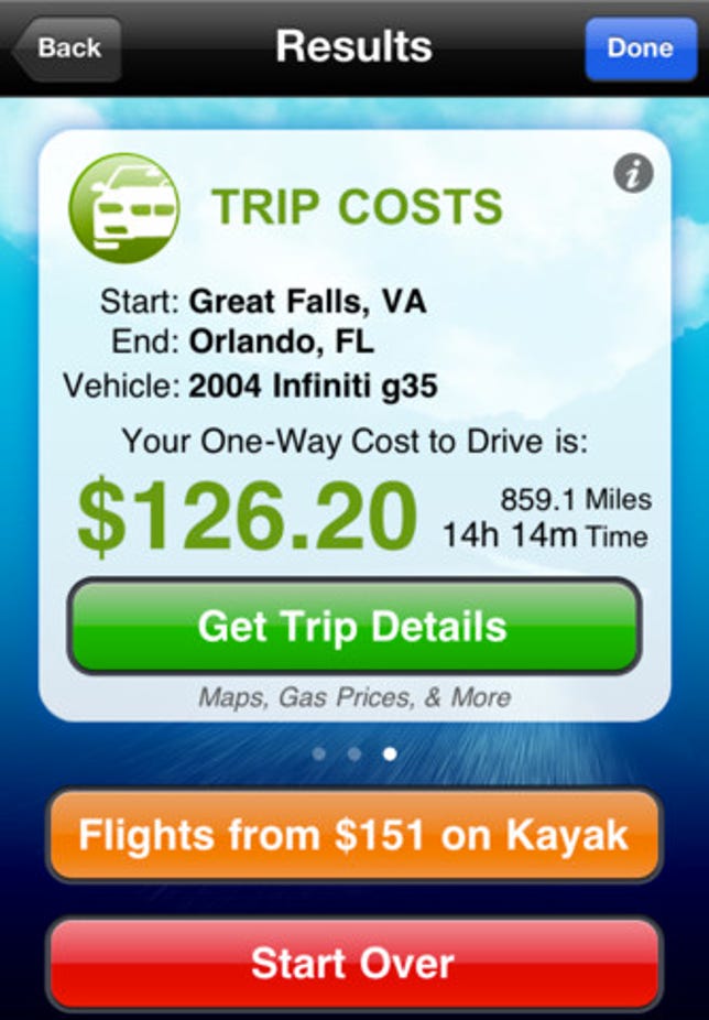 Cost2Drive app screenshot