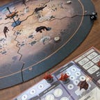A round board game with space whales!