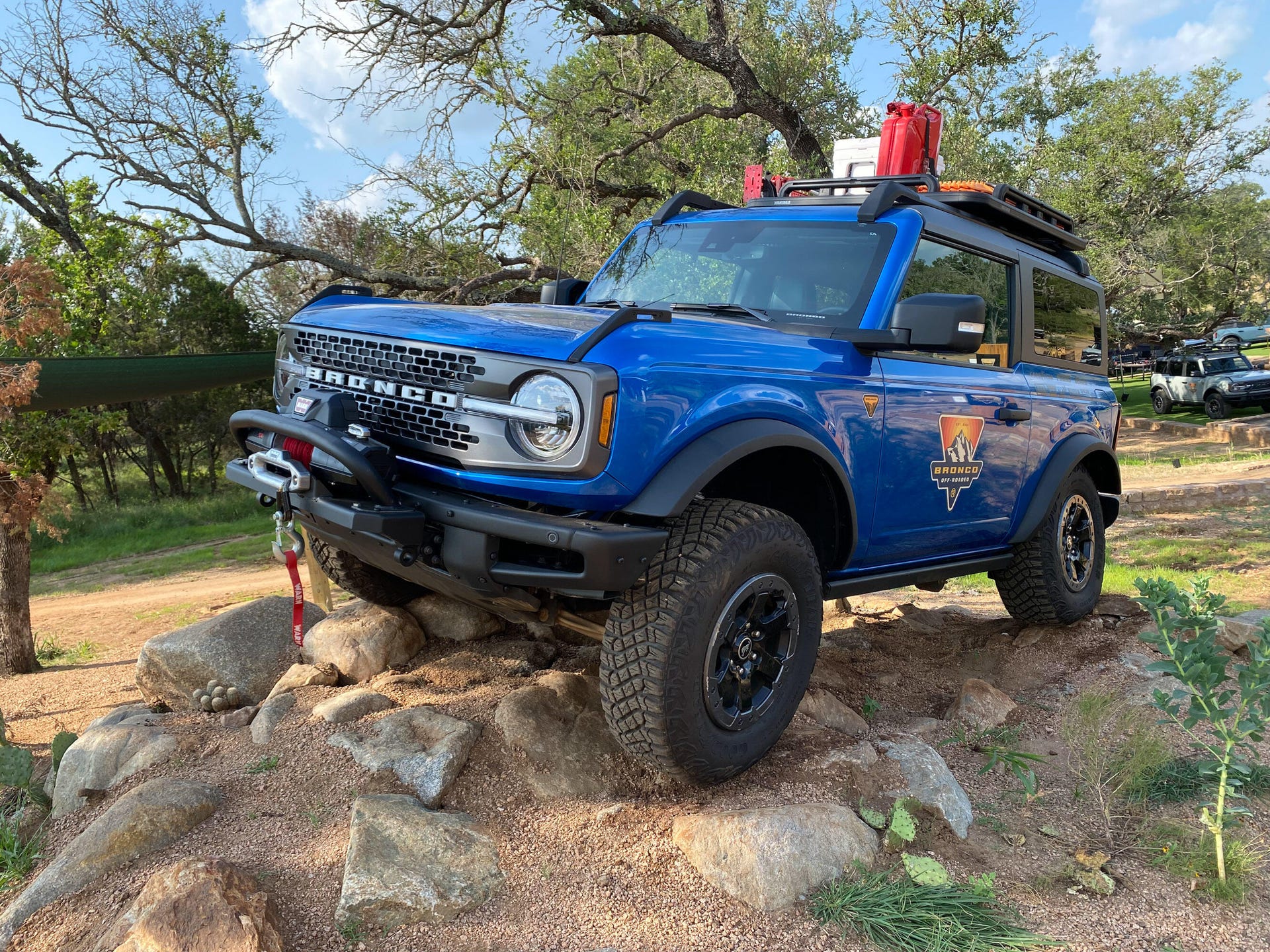 2021 Ford Bronco - Blue accessorized two-door Sasquatch model