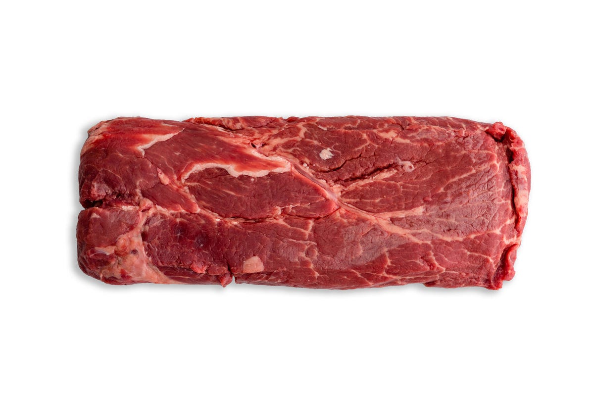 flat iron steak on white background